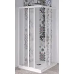 Box doccia angolare in acrilico effetto guazza profili in pvc bianco da 75/80 x 75/80