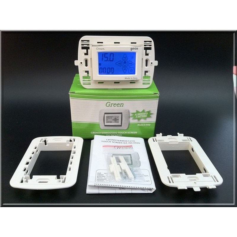 Geca green crono touch incasso bianco