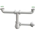 Sifone lavello 2 vie 1'1/2x40 23cm. senza piletta