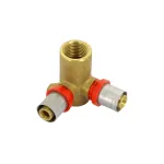 Raccordo curvo femmina doppio con flange altezza 52mm 16x1/2
